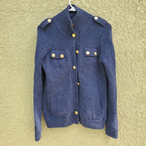 JMcLaughlin Wool Angora Gold Button Preppy Sweater - Picture 1 of 8